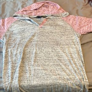 Short Sleeve Gray and Pink Hoodie